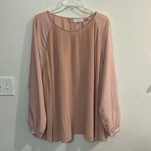 Calvin Klein Blush Pink Pleated Blouse
